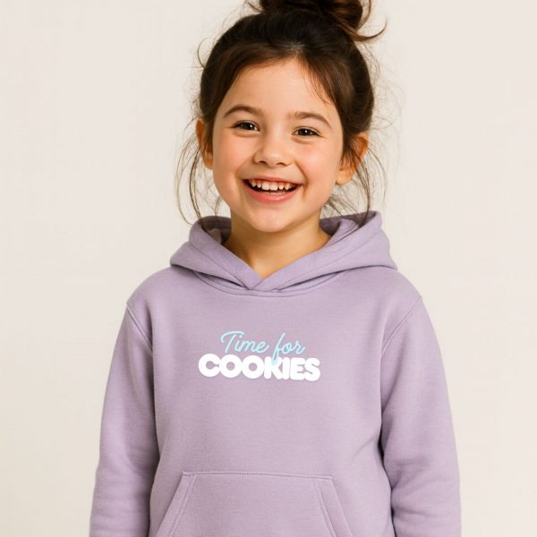kids hoodie lavender time for cookies