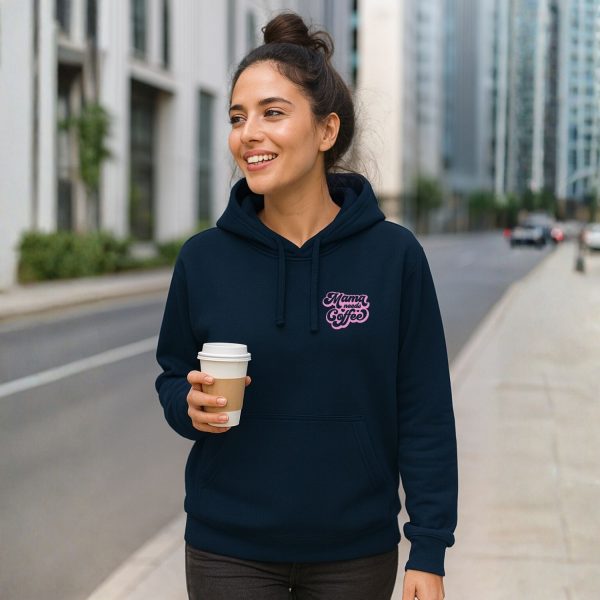 hoodie mama needs coffee french navi