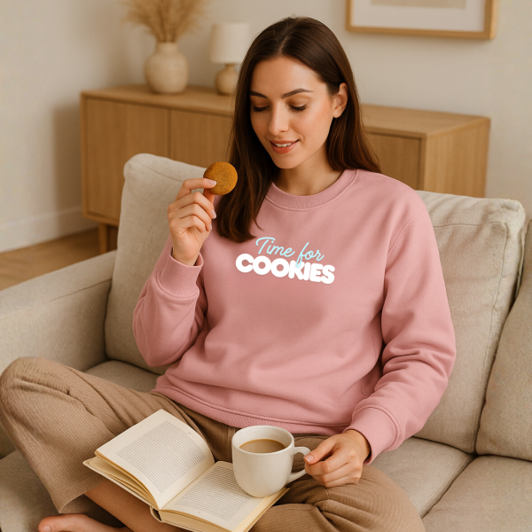sweatshirt time for cookies cotton pink