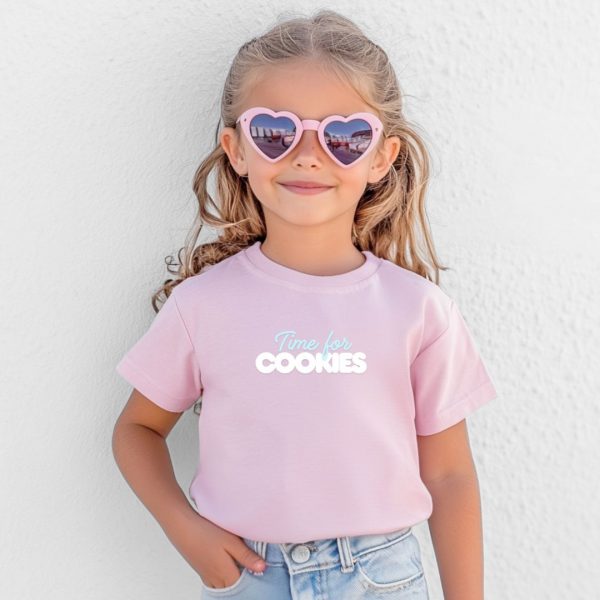 kids shirt time for cookies cotton pink